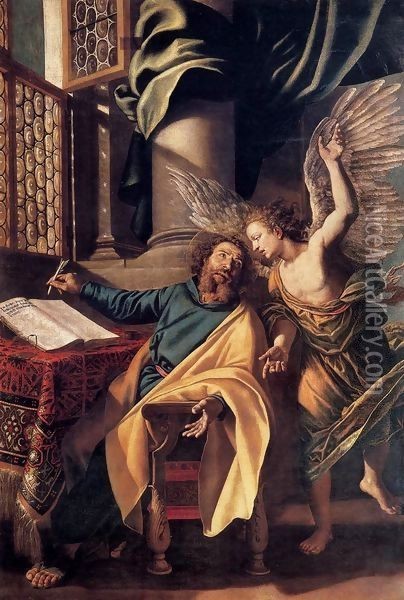St Matthew and the Angel Oil Painting - Vincenzo Campi