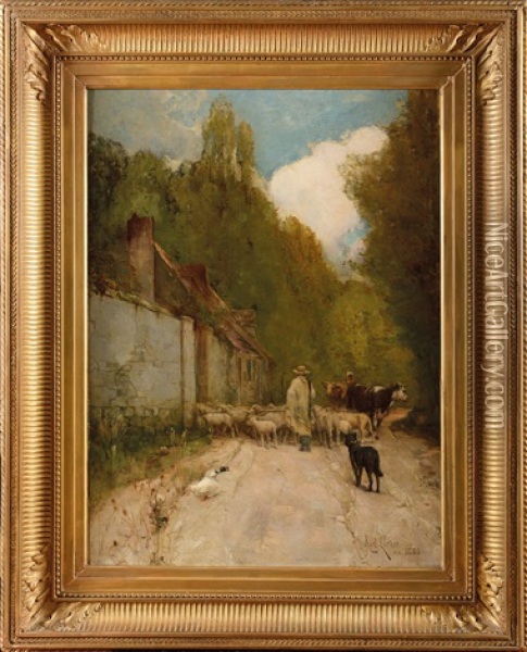 Berger Et Son Troupeau Oil Painting - Karl Cartier