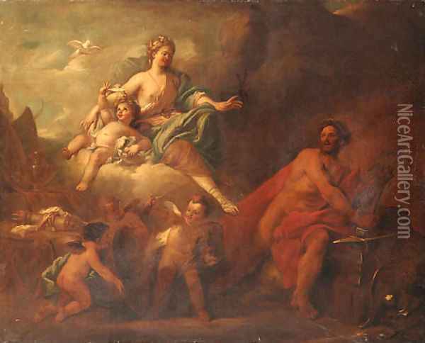 Venus and Mars in Vulcan's Forge Oil Painting - Arnold Houbraken