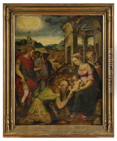 Konungarnas Tillbedjan Oil Painting - Giorgio Vasari