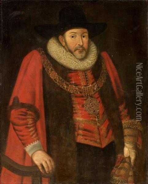 Sir Cuthbert Aket, Alias Hacket Lord Mayor Of London Oil Painting - Daniel Mytens
