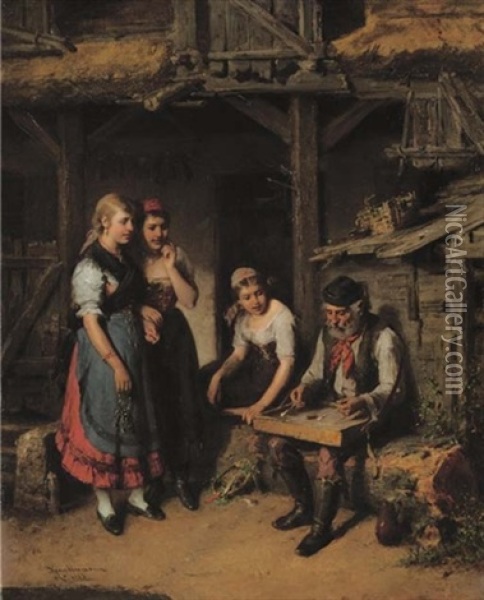 The Rustic Recital Oil Painting - Hermann Kern