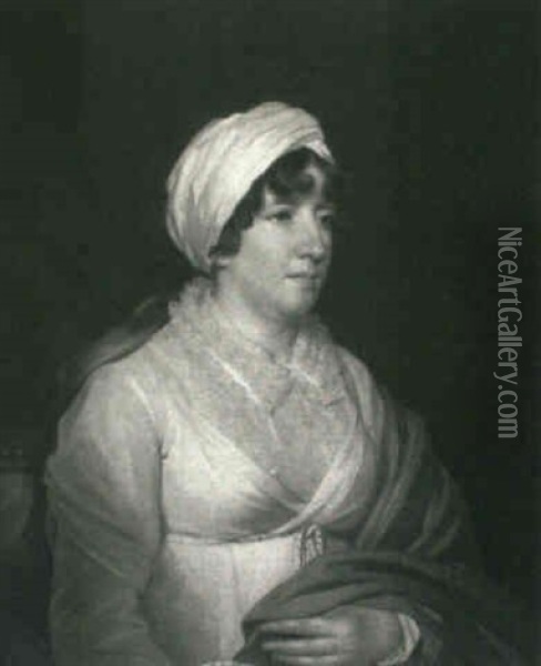 Portrait Of Mrs. Lloyd Robinson Oil Painting - Sir William Beechey
