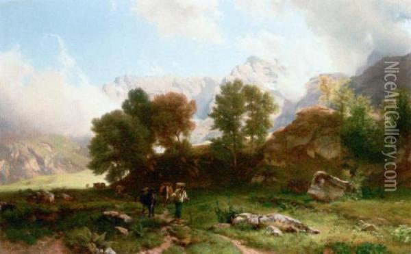 Pragelpass Oberhalb Richisau Oil Painting - Johann Gottfried Steffan