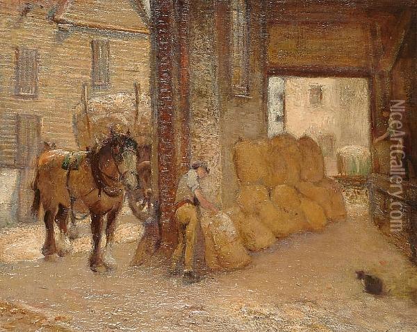 The Granary Oil Painting - Walter Schroder