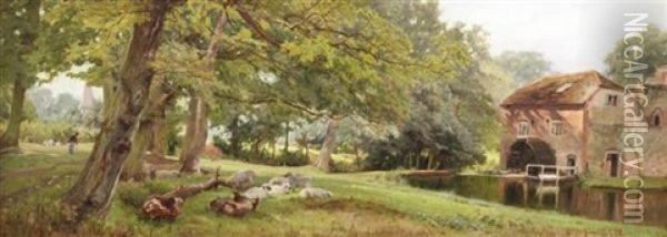 Netley Mill, Shere, Surrey Oil Painting - Edward Henry Holder