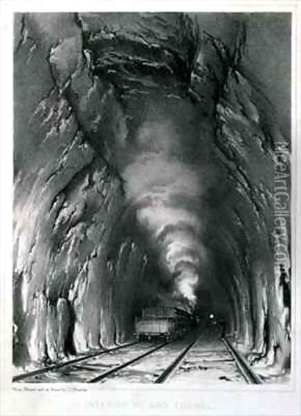 Interior of Box Tunnel Oil Painting - John Cooke Bourne
