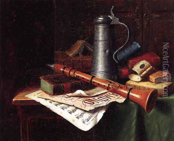 Still Life with Clarinet Oil Painting - William Michael Harnett