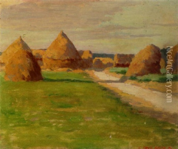 Haystacks Near Auvers Oil Painting - Elmer Boyd Smith