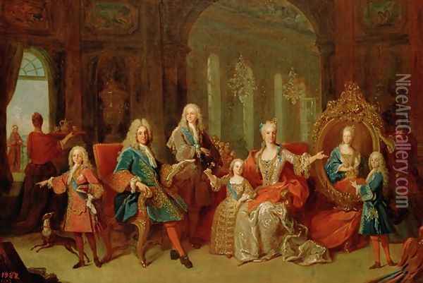 The Family of Philip V 1683-1746 of Bourbon, c.1722 Oil Painting - Jean Ranc