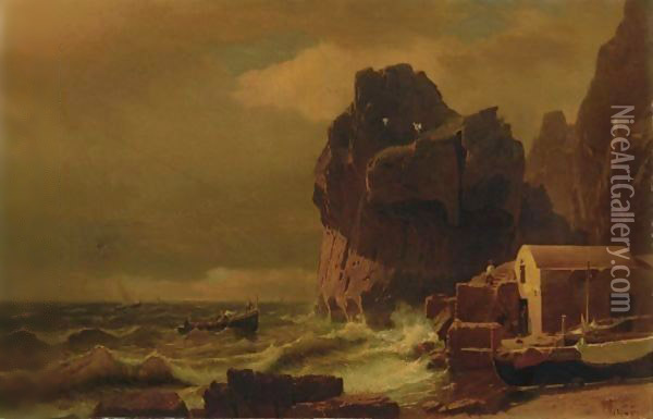 Rocky Coast, Capri Oil Painting - William Stanley Haseltine