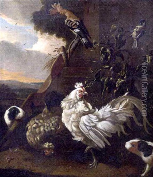 Volatiles Et Hamsters Dans Un Paysage Oil Painting - Adriaen van Oolen