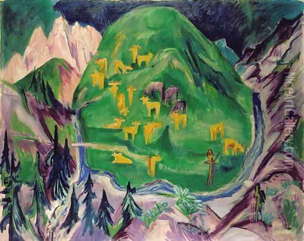 Field of Livestock Oil Painting - Ernst Ludwig Kirchner