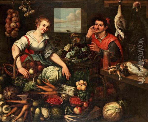 The Merchant Oil Painting - Jean Baptiste de Saive