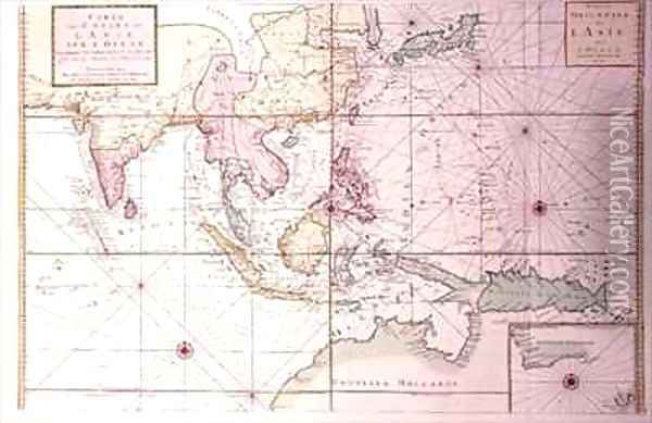Coastal chart extending from northwestern India to northern Australia by way of Japan and the Philippines Oil Painting - Johannes and Mortier, Cornelis Covens