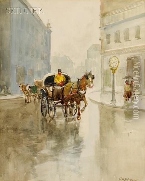 Old Times Lower Broadway Oil Painting - Charles Paul Gruppe
