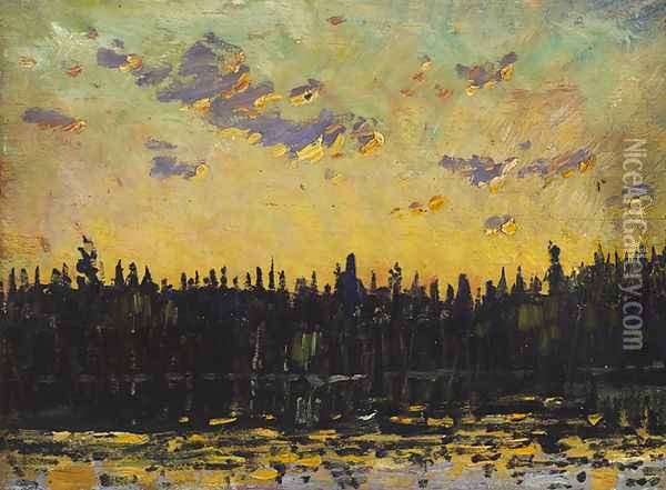 Sunset Oil Painting - Arthur Lismer