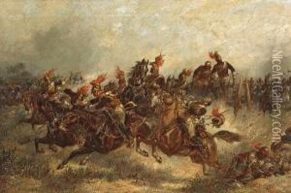 The Cavalry Charge Oil Painting - Thomas Strong,lt.Col Seccombe