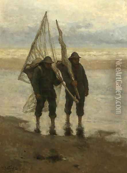 Fishermen on the beach Oil Painting - Isidore Verheyden