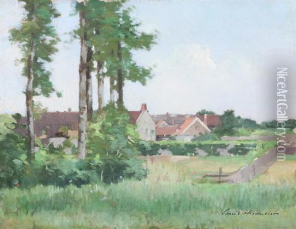 French Village Oil Painting - Louis Marie J. Bapt. Chevalier