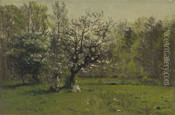 Climbing The Apple Tree Oil Painting - John Joseph Enneking