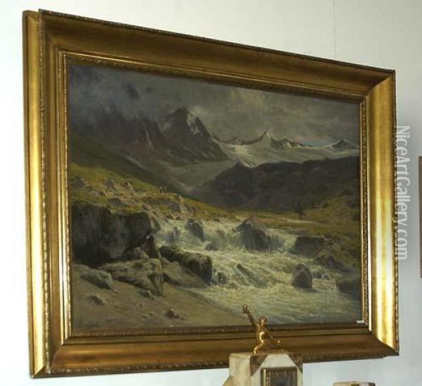 Aletschgletscher. Oil Painting - Georg Hermann Engelhardt