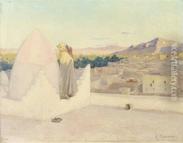Muezzin A Bou Saada Oil Painting - Jules Charles Clement Taupin