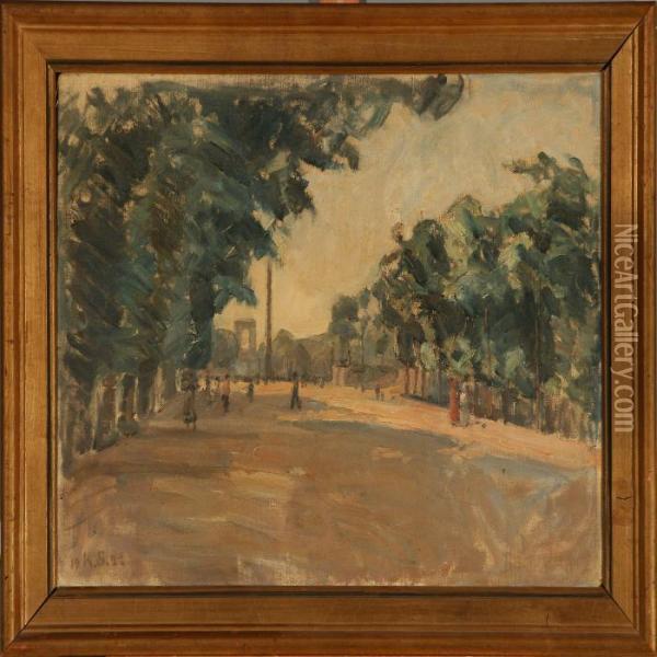 Park With Figures Oil Painting - Carl Schou