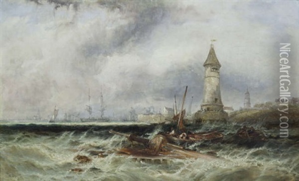 'off The Scheldt' And 'mouth Of The Scheldt' Oil Painting - Edwin Hayes