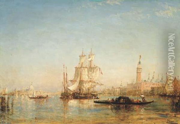 Ships On The Bacino Di San Marco Near The Palazzo Ducale And Thepunta Della Dogana Oil Painting - Felix Ziem
