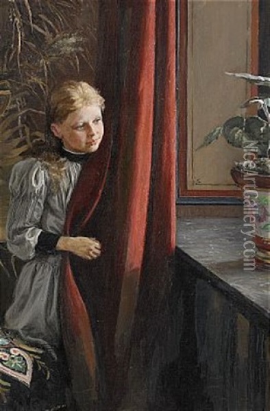 Flicka Vid Fonster Oil Painting - Fanny Ingeborg Matilda Brate