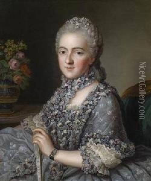 Portrait Of A Richly Dressed Lady Oil Painting - Guillaume Voiriot