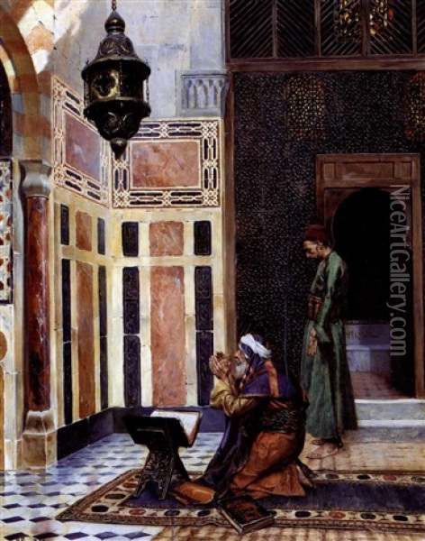 In The Mosque Oil Painting - Rudolf Ernst