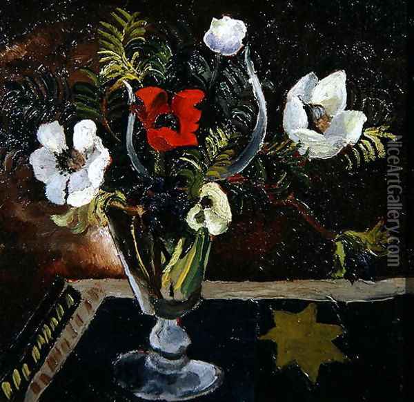 Anemones in a Glass Oil Painting - Christopher Wood