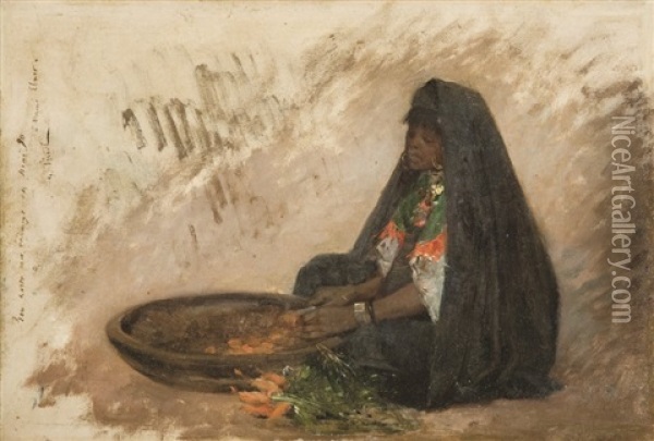 Preparation Du Couscous Oil Painting - Gustave Nicolas Pinel