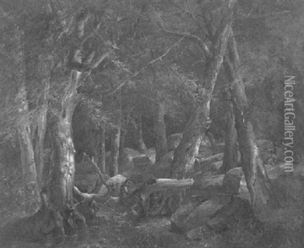 Civil War Skirmish In The Forest Oil Painting - John Francis Edward Hillen