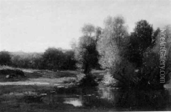 River Landscape, Summer Oil Painting - Joseph Foxcroft Cole