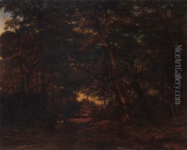 The Wooded Path To Market Oil Painting - Alexander Hieronymus Bakhuyzen