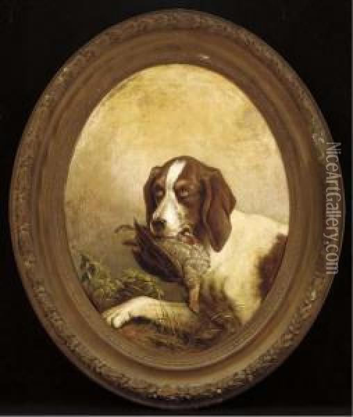 A Hound With A Partridge Oil Painting - Gustav Zick