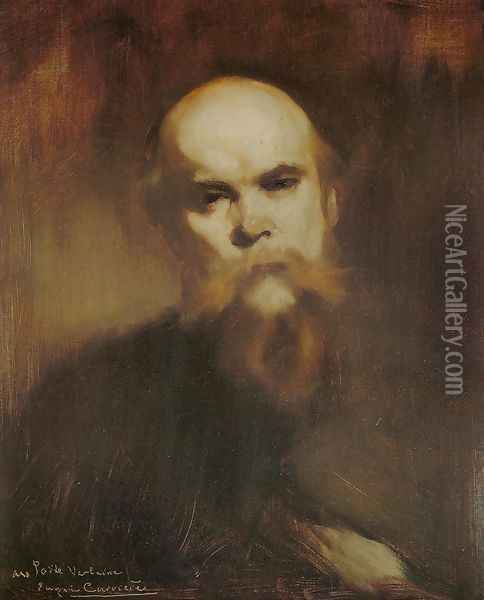 Portrait of Paul Verlaine (1844-96) 1890 Oil Painting - Eugene Carriere