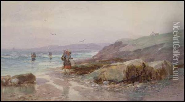 Clam Diggers Oil Painting - Frederic Marlett Bell-Smith