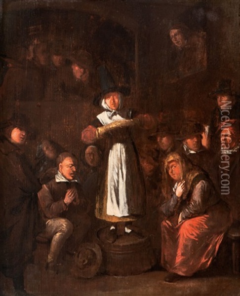 Zusammenkunft Einer Quakergemeinde Oil Painting - Egbert van Heemskerck the Elder