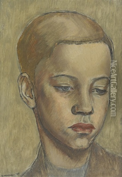 Head Of A Boy Oil Painting - Bernard Meninsky