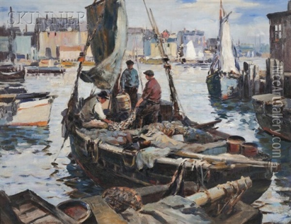 The Day's Catch Oil Painting - Vladimir Pavlosky