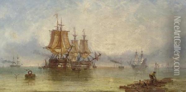 Sunrise Off Sheerness Oil Painting - John Callow