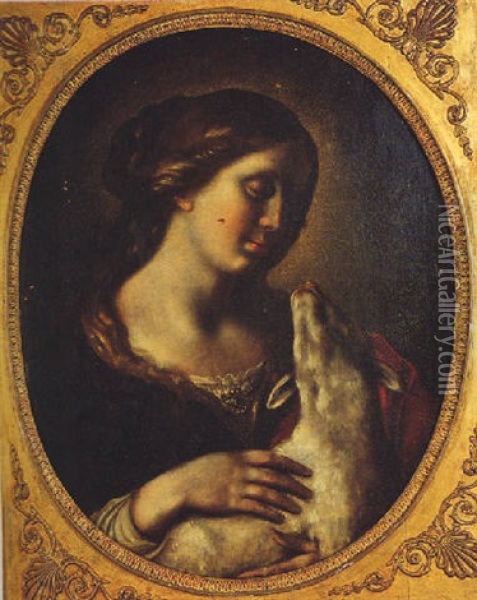 Sainte Agnes Oil Painting - Carlo Dolci