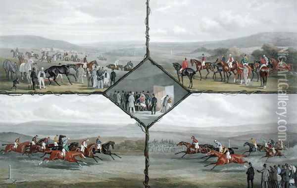 Racing Incidents, engraved by Edward Gilbert Hester c.1843-1903 published by Arthur Ackermann, 1876 Oil Painting - William Joseph Shayer