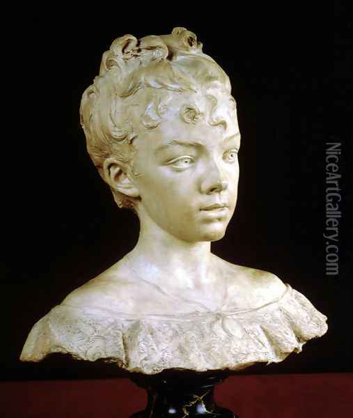 Bust of a Young Girl Oil Painting - Louis-Ernest Barrias