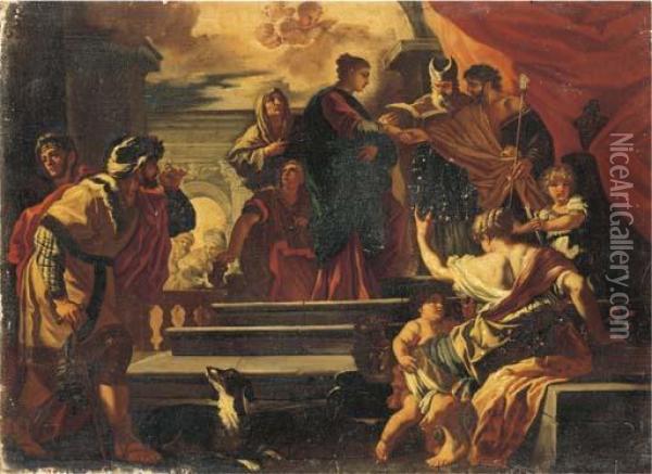 The Marriage Of The Virgin: A Bozzetto Oil Painting - Francesco Solimena