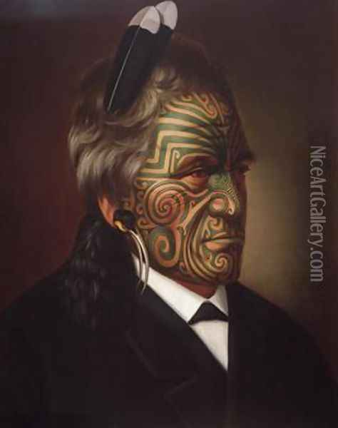 Tomika Te Mutu chief of the Ngaiterangi tribe Bay of Plenty New Zealand Oil Painting - Gottfried Lindauer